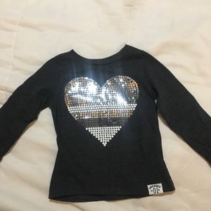 Sequin heart long sleeve